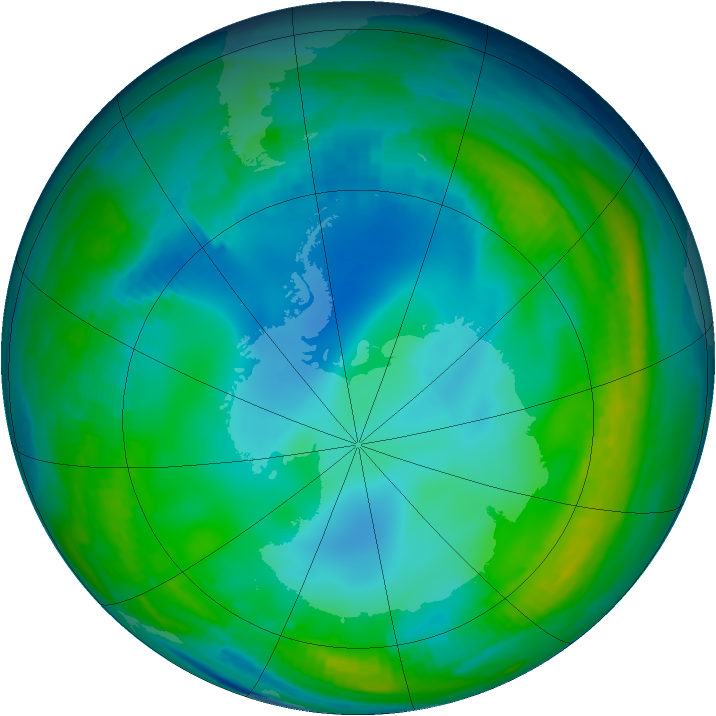 Antarctic ozone map for 31 May 1998